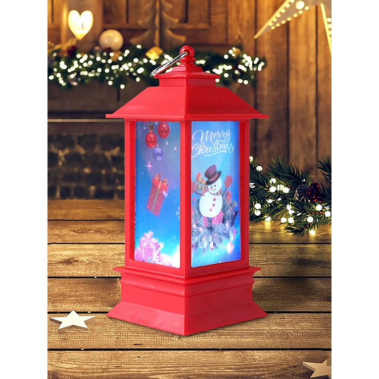 Lentera Lilin Natal Gaya Vintage Dengan Lampu Led Ukuran 5.5x2.1 Inch