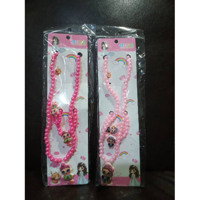 Senada Victory Aksesoris Set 2 In 1 Kalung Gelang Cincin Anak Karakter Set Kalung Mutiara