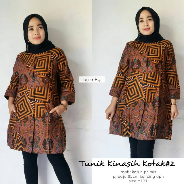 TUNIK WANITA MOTIF BATIK UNTUK KERJA KANTOR DAN WANITA BERHIJAB