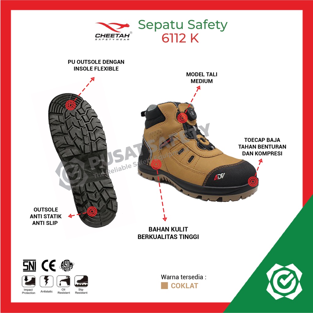 Sepatu Kerja Safety Cheetah Jubatus Sand 6112K