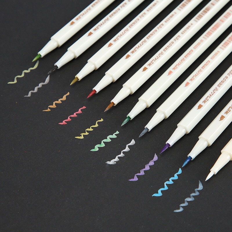 

Metallic Brush Pen - Spidol Warna Pena Kuas Metalik Dekor Kaligrafi