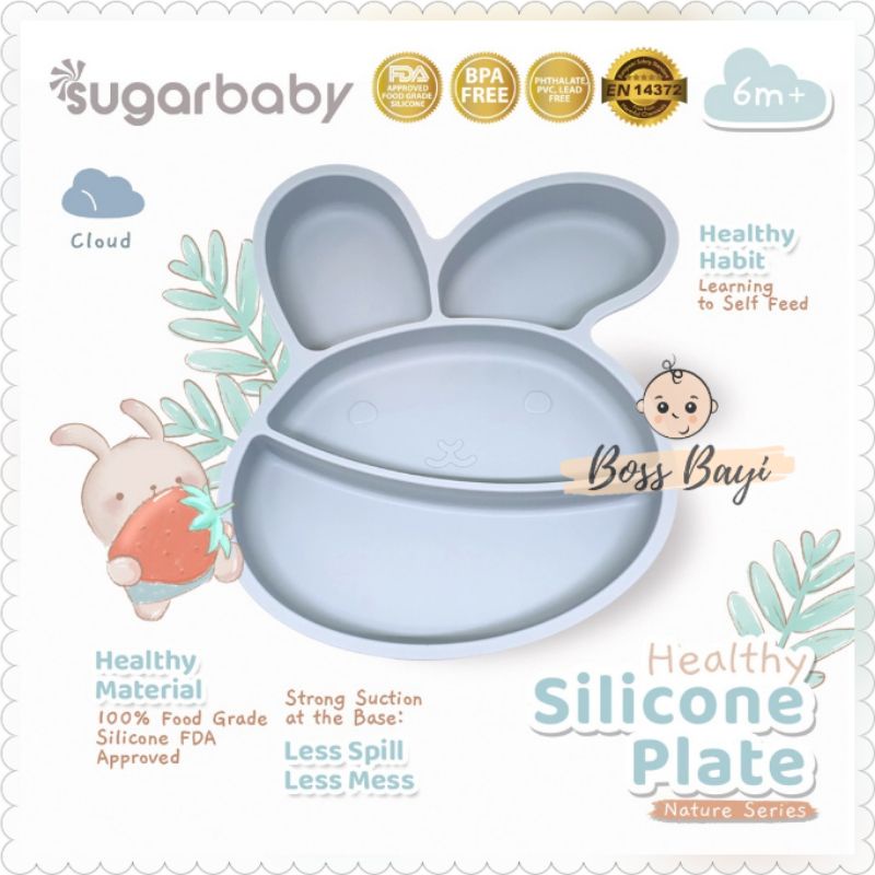 SUGARBABY Healthy Silicone Plate Nature Series / Piring Makan Bayi Anak Silikon Sugar Baby