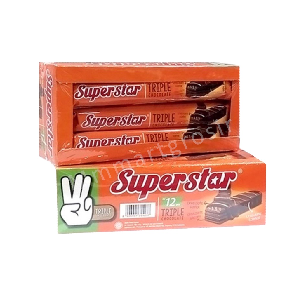 BISKUIT SUPERSTAR TRIPLE CHOCOLATE 18g / 1 BOX ISI 12PCS