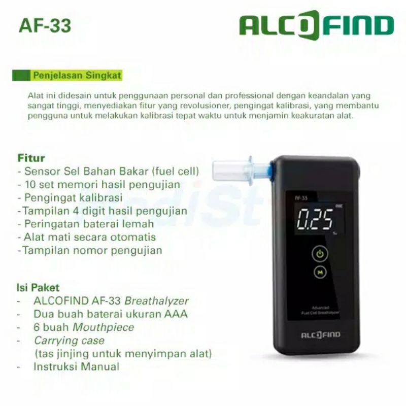 ALCOFIND BREATHALYZER ALAT CEK KADAR ALKOHOL DALAM DARAH