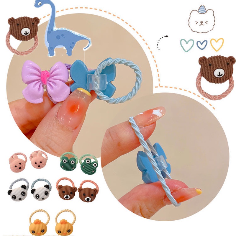 Set Ikat Rambut Ponytail Elastis Bahan Karet Gaya Korea Untuk Bayi