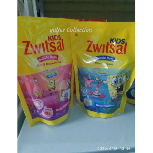 Zwitsal kids refill 250 ml bubble bath beauty active boboi boy sabun mandi cair anak buah kid refil