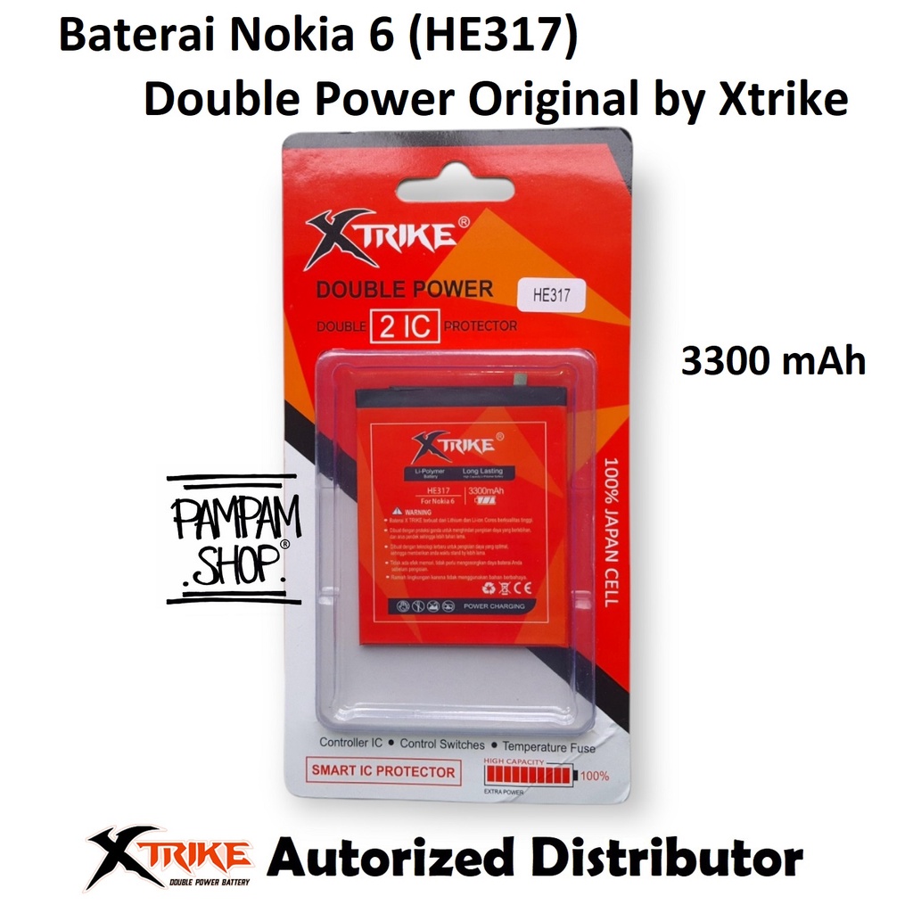 Baterai XTRIKE Double Power Original Nokia 6 HE317TA-1021 TA-1033 TA-1000  Batre Batrai Battery Handphone HP Ori TA1021 TA1033 TA1000