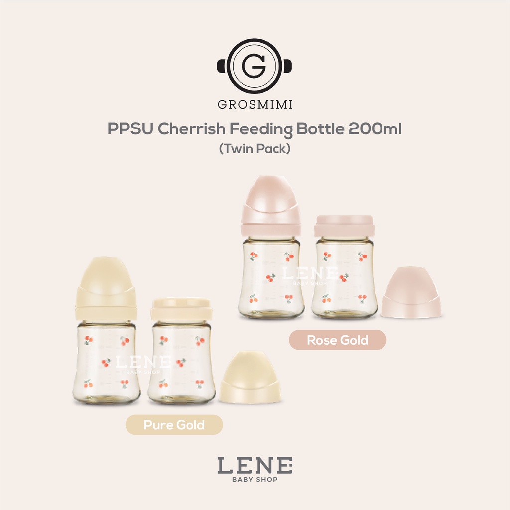 Grosmimi PPSU Cherrish Feeding Bottle 200ml Twin Pack NEW