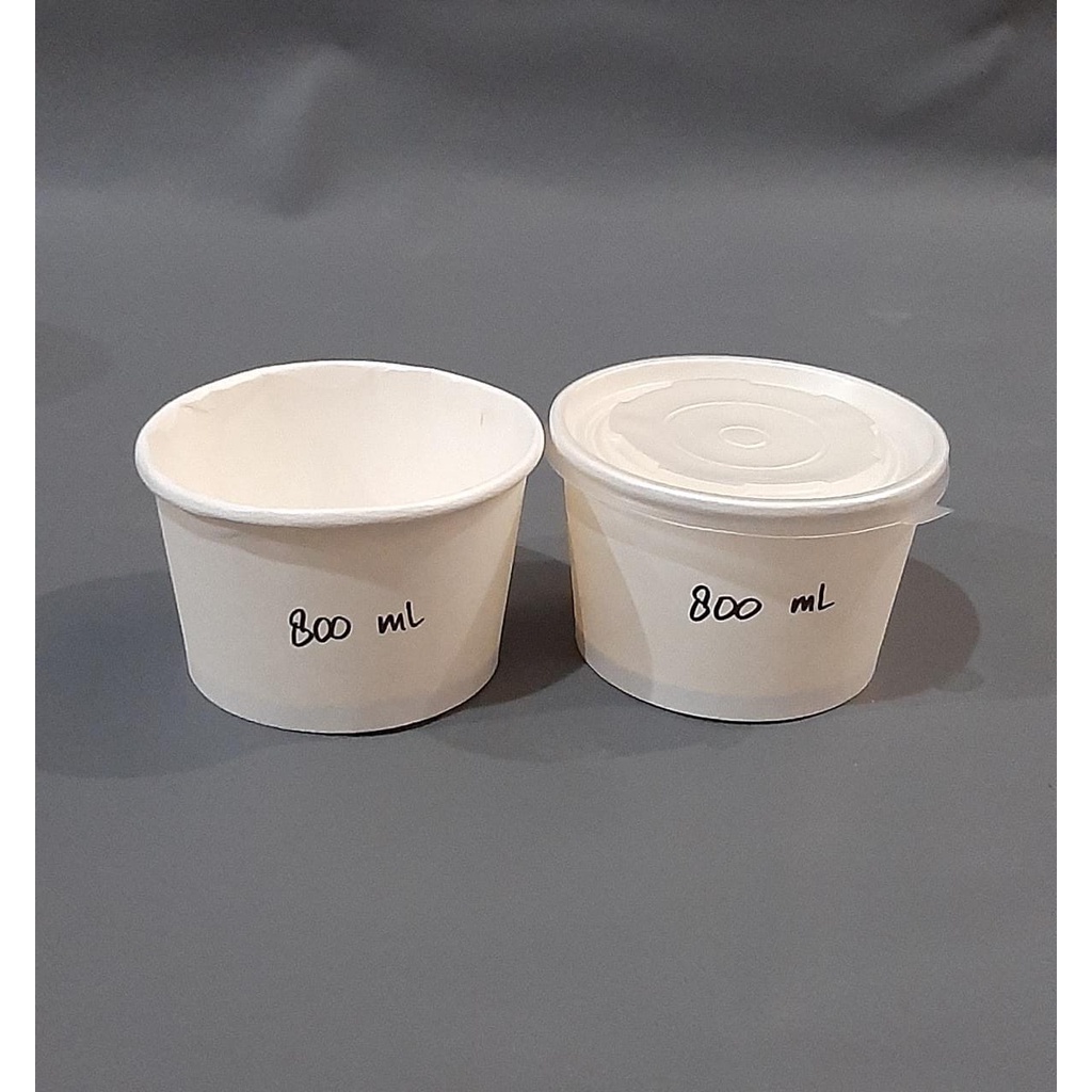 Paper Bowl - Mangkuk Kertas 800 ML ( 27 OZ ) Mangkuk + Lid Tutup