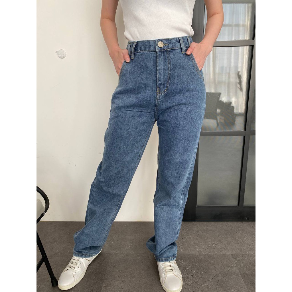  Celana  Jeans Panjang Highwaist Baggy Jeans Wanita  Korean  