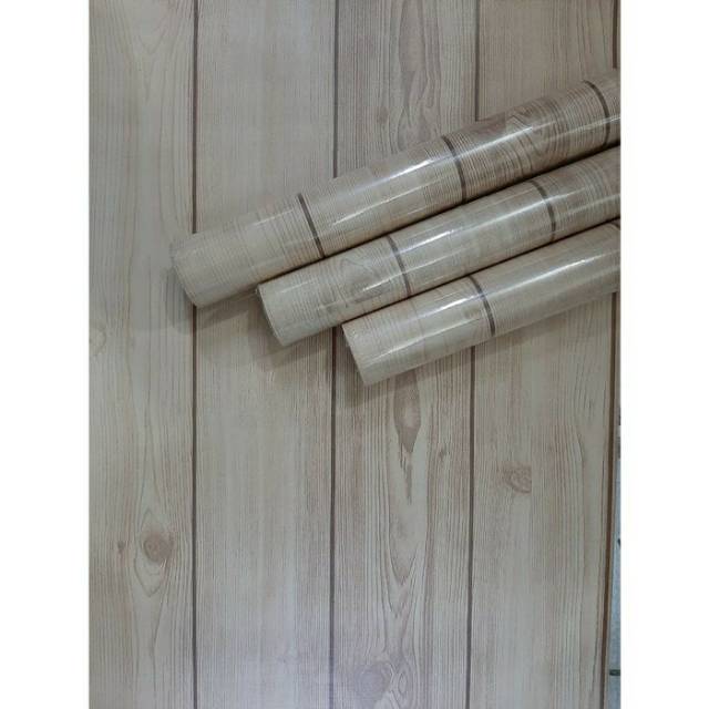 Wallpaper Dinding Motif Kayu Serat Muda Ukuran Panjang 10Meter x Lebar 45CM