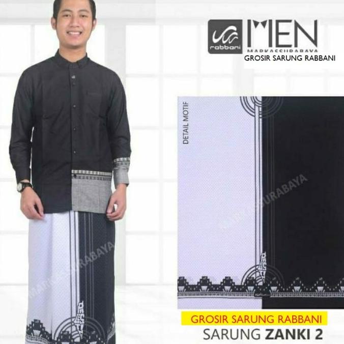 Rabbani Sarung Palestine Zanki 2 & 1 Hitam Putih Marun Motif Palestina