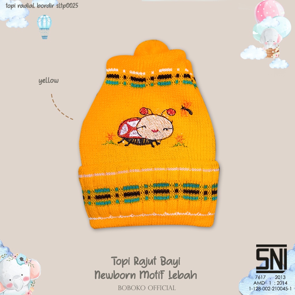 BOBOKO Topi Rajut Bayi Newborn Motif Lebah 0-3 bulan