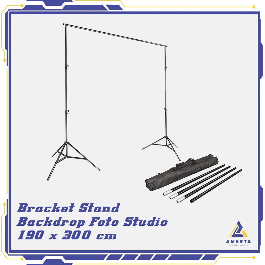 Bracket Stand Backdrop Foto Studio 190 x 300 cm - TaffSTUDIO  - Black