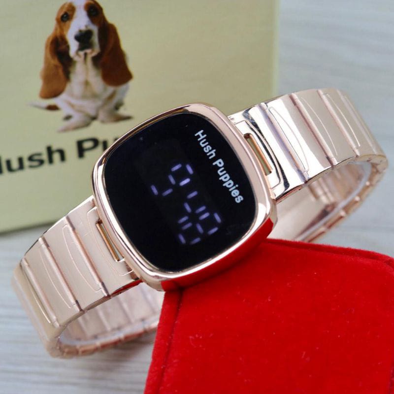 (COD) Jam Tangan Wanita Hush Puppies Hp89.6S Kw Led Touch Screen Tali Rantai FULL SET