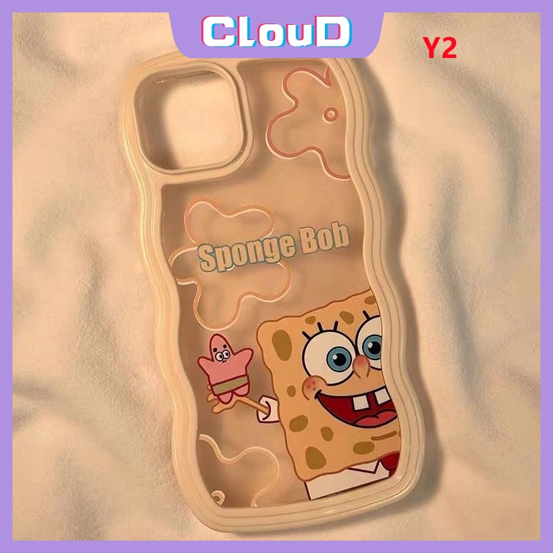 Cute Sponge Bob Case Oppo A95 A55 A33 A57 2022 A72 A35 A16 A32 A15 A9 A96 A12 A5 2020 A54 A74 A16s A12E A52 A76 A3s A16K A15s A7 A5s F9 A16E A53 Soft Wavy Edge Patrick Star Cover