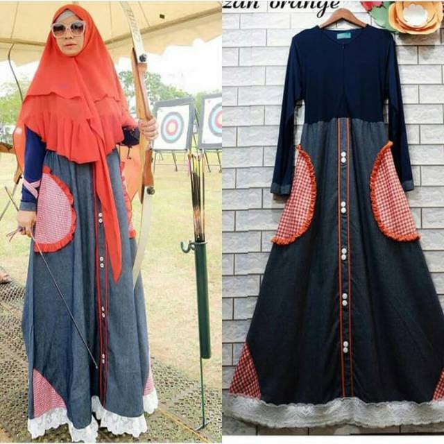 Azizah Dress Orange / Gamis Azizah