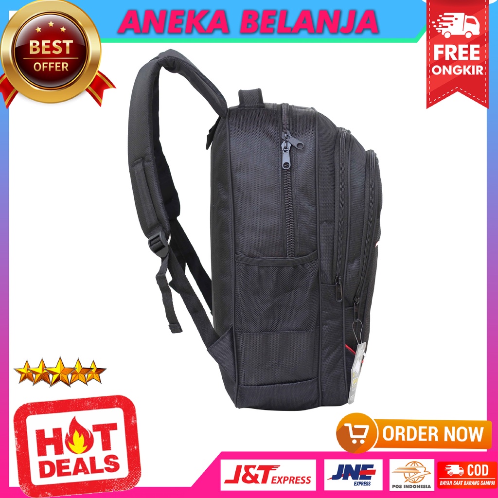 Tas Ransel Cowok Trendy Kekinian Ransel Rebound Hitam List Merah Free Raincover Murah Berkualitas Backpack Pria Sekolah Kuliah Kerja Hangout Free Slot Laptop Bahan Awet Tebal Terlaris