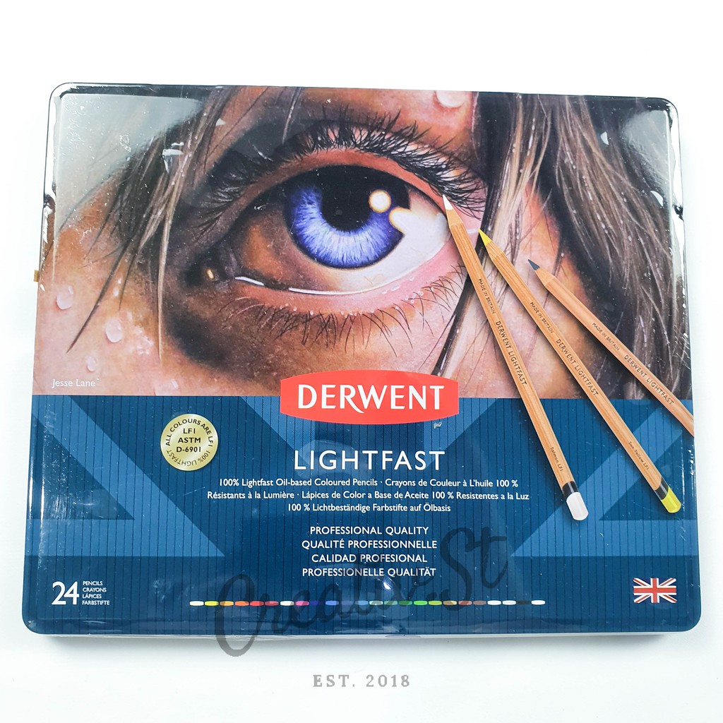 

Derwent Lightfast 24 Tin Case Color Pencil Pensil Warna