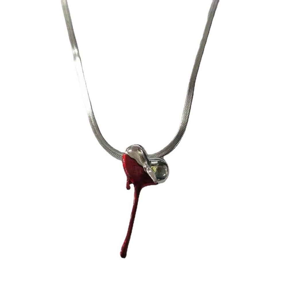 Red Love Necklace Accessories Trend Titanium Steel Hip Hop Street Korea Retro