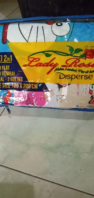 Sprei Lady Rose Duo 2in1 Motif Doraemon Sorong 120x200 - 120 Single Sp - Robot Kucing Biru