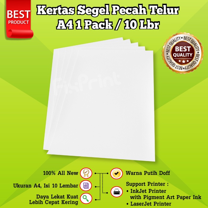 Kertas Segel Pecah Telur Garansi A4 Polos Bahan Mentah Paper Warranty