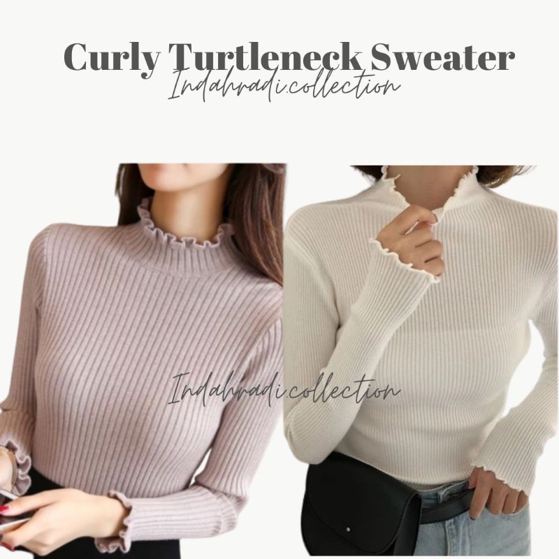 DAISY CURLY TURTLENECK KRIWIL LENGAN PANJANG SWEATER KRIWIL