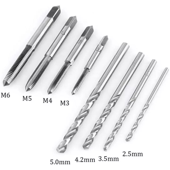 Mata Bor Tap Die Set 9 Pcs - Pembuat Ulir Sekrup dengan Tap Wrench Original