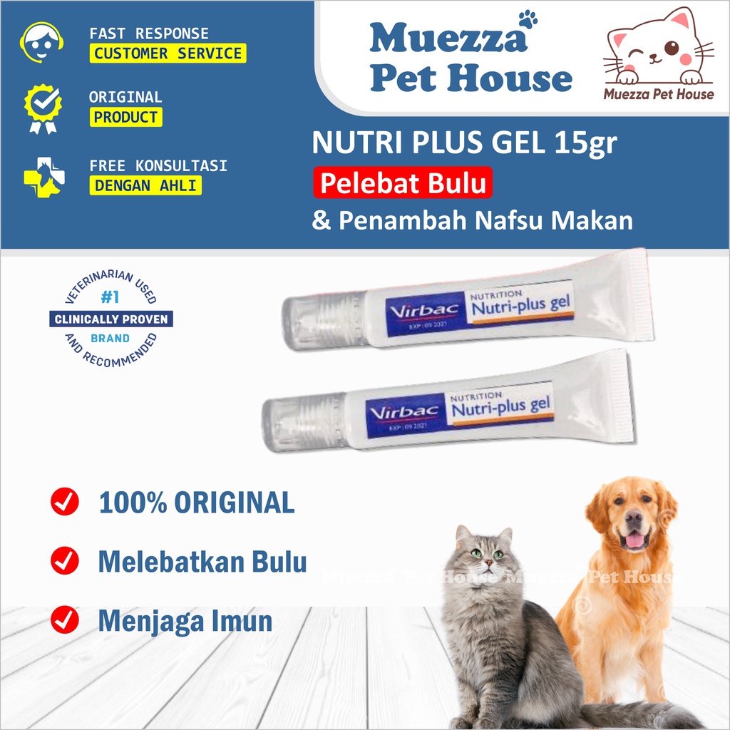 nutri plus gel 15gr virbac vitamin untuk kucing anjing nutriplus gell ori original asli murah penamb