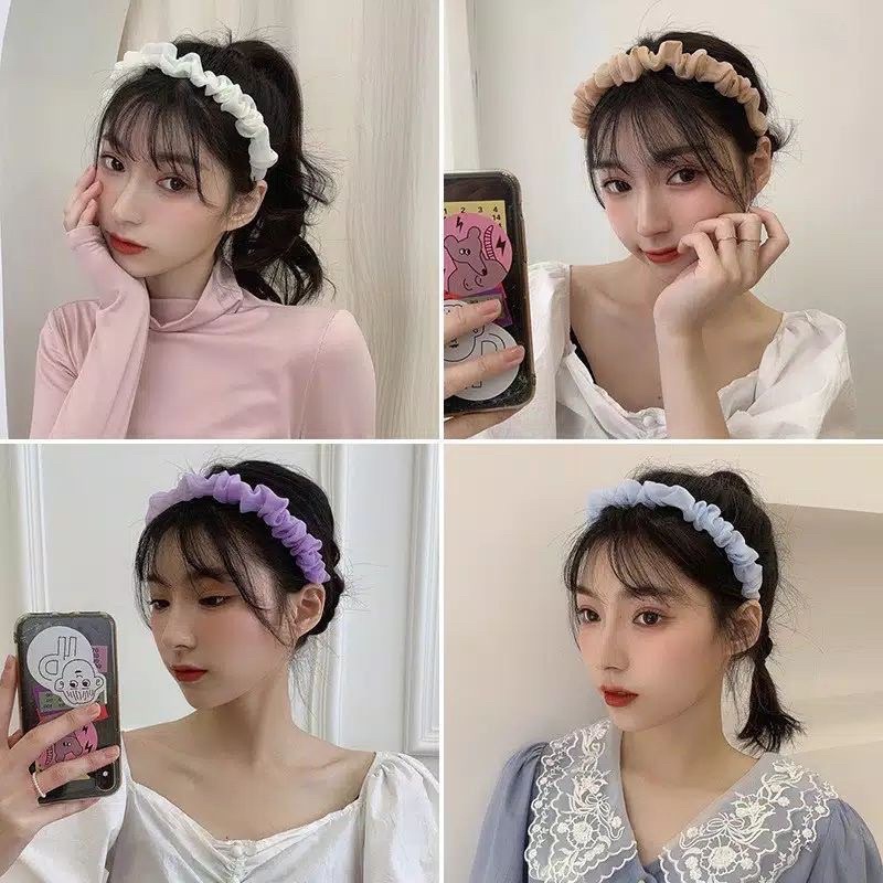 ✨NAGIHI✨ PART 2 Bando Korea - Bando Schruncie Satin Headband Korea – Bandana Aksesoris Rambut