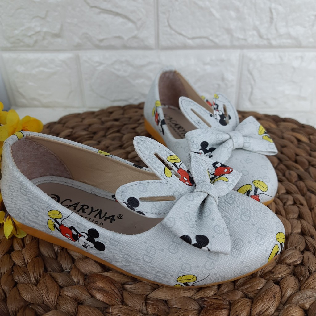 [TAMAN SEPATUKU] SEPATU TRENDY MURAH PESTA FLATSHOES LUCU  ANAK PEREMPUAN MICKEY 3 4 5 6 TAHUN IAX01