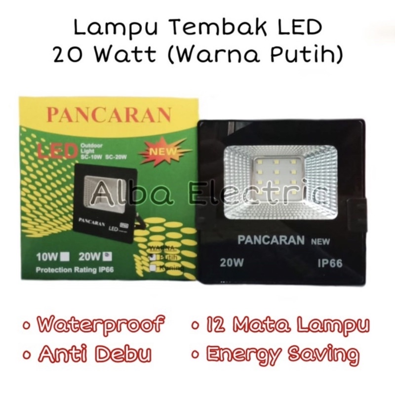 LAMPU SOROT LED 20 Watt PUTIH KUNING PANCARAN FREE BUBBLE WRAP Lampu Tembak 20 Watt Putih Kuning Lampu Tembak LED 20 Watt Kuning FREE BUBBLE WRAP