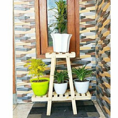 Rak bunga minimalis dari kayu halus, tempat pot bunga di luar maupun dalam ruangan