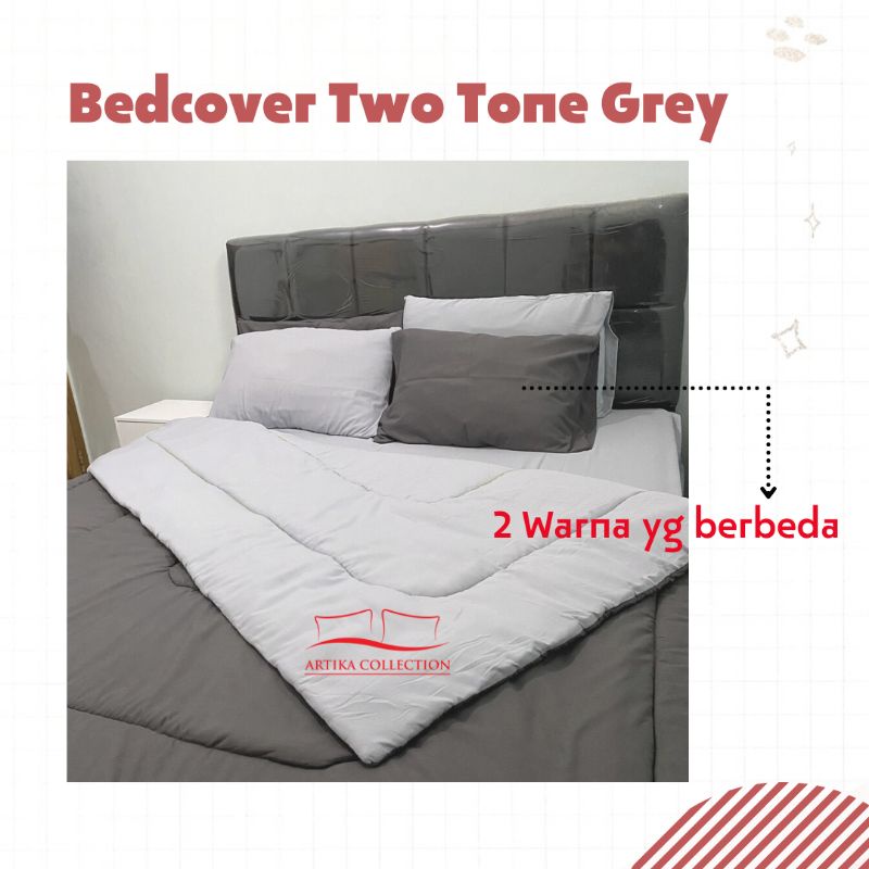 Bedcover Set Two Tone Grey Polos Tanpa Embos