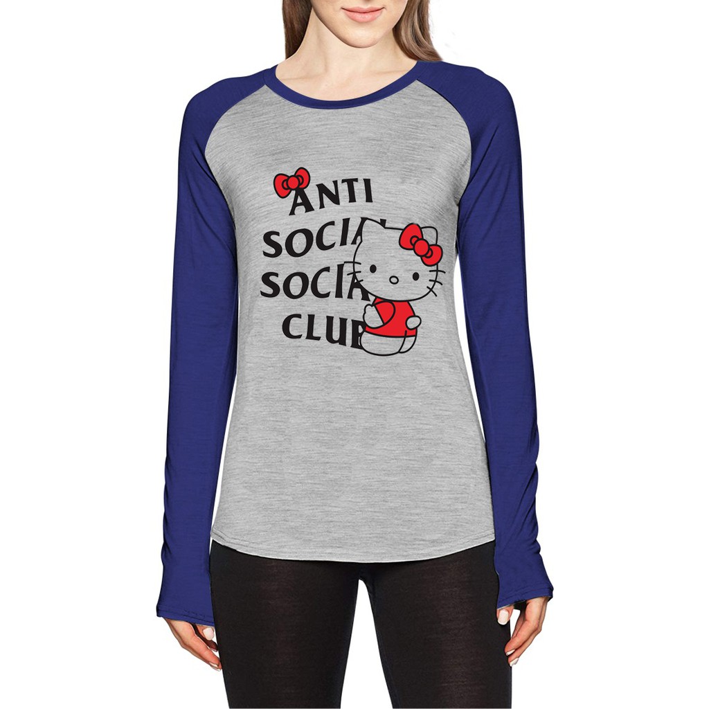 Kaos Raglan Gambar Anti Social| Lengan Panjang | Ukuran M - L - XL -XXL