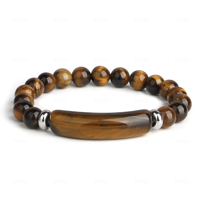 Gelang Tangan Manik-Manik Batu Kristal Obsidian Tiger Eye Magnetik 8MM Untuk Terapi Kesehatan