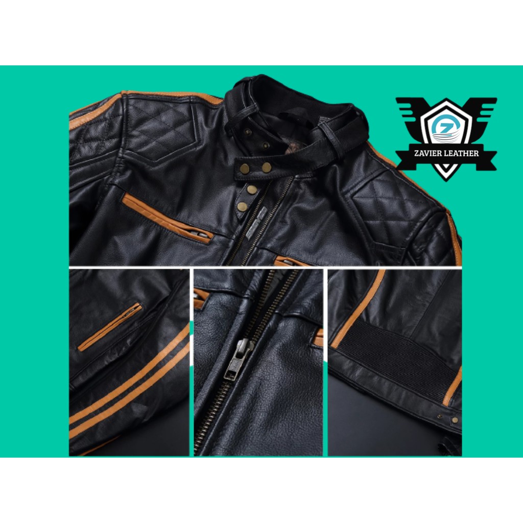 jaket motor pria jaket kulit pria jaket semi kulit