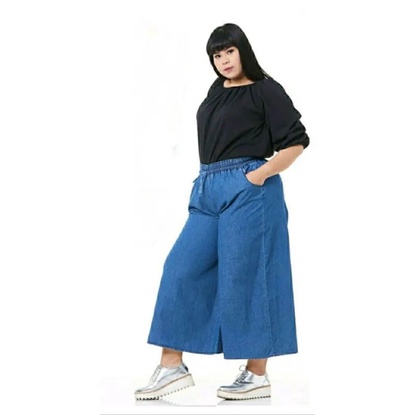 Celana Kulot Jeans Panjang Dewasa Soft Jeans Uk.Standar-Jumbo-Super Jumbo Bb 45 Kg-120 Kg