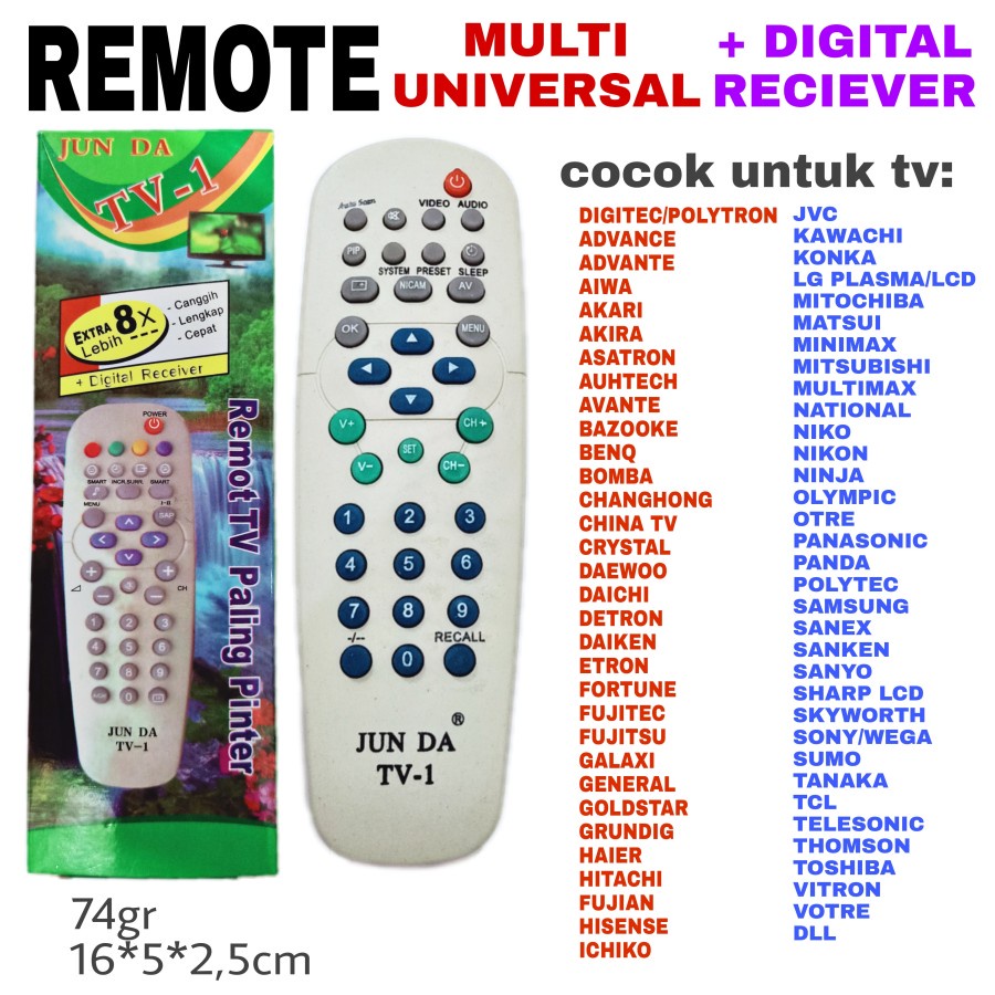 remote multi UNIVERSAL TV TABUNG tv 1 junda