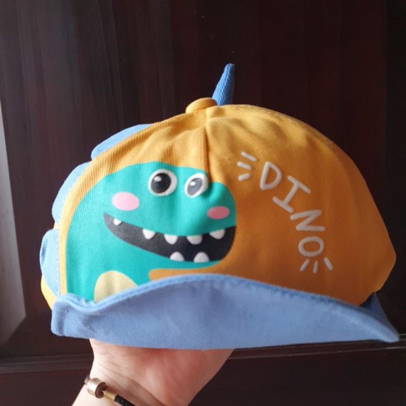 SB DINO TOPI BASEBALL ANAK Bayi Baby HAT CAP KIDS LUCU laki laki perempuan UNIVERSAL BISA UNTUK 6 BULAN-2TAHUN-Kuning