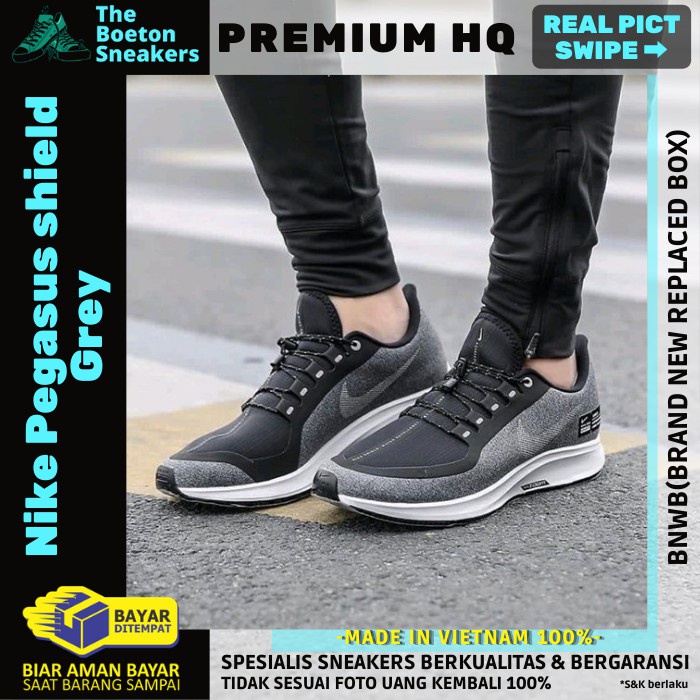 Nike Pegasus shield Grey Sepatu Running Pria Wanita Premium Original