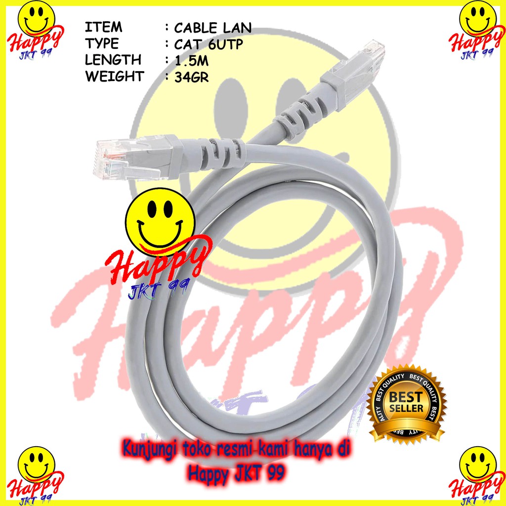 [ HAPPY JKT 99 ] KABEL LAN UTP 1,5M 1.5M 1,5 1.5 M METER CAT6 CAT 6