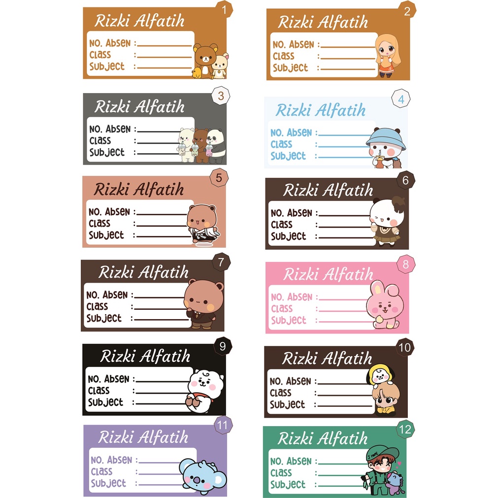 

Stiker Label Buku Karakter