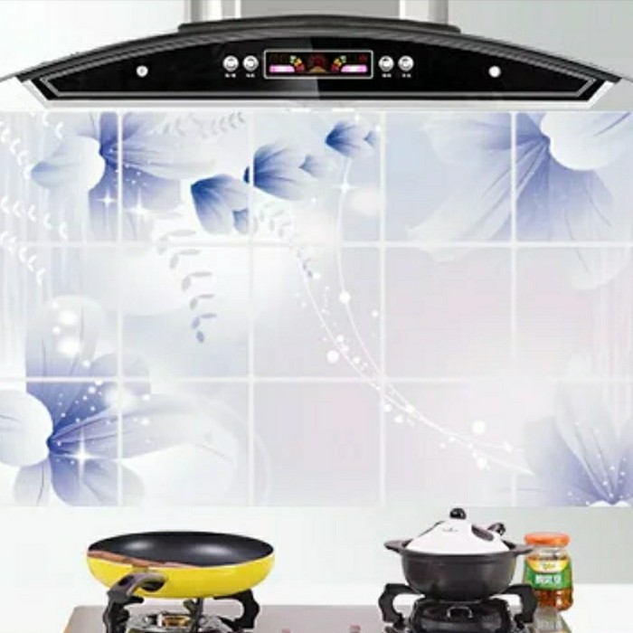 Wallpaper / Stiker Dekorasi Dinding Dapur: Kelopak Bunga Ungu