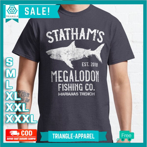 Baju Kaos The Meg - Jason Statham - Megalodon Shark Fishing T-Shirt Premium