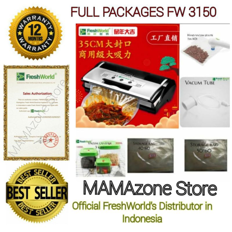 Paket Exclusive Super Lengkap  FRESHWORLD VACUUM Sealer FW3150 FW 3150 FW-3150 with All Accesories