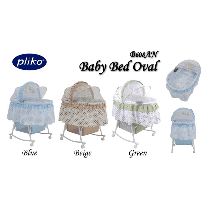 bayi-tidur-box- pliko b608an oval cradle baby - baby box playpen keranjang lipat bayi - blue -box-