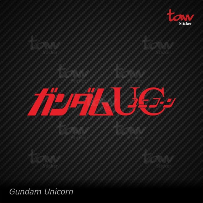 Gundam Unicorn Cutting Sticker Stiker Kaca mobil motor Laptop Sepeda - Putih