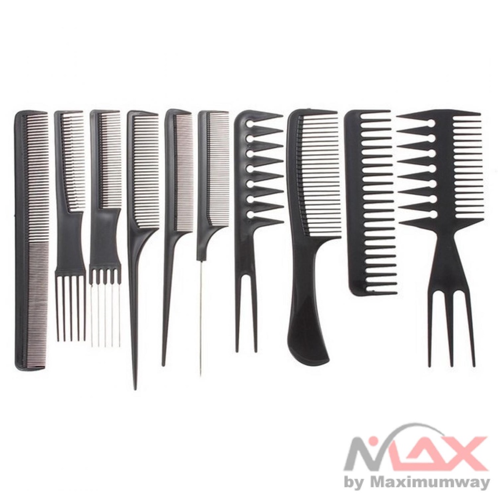 Sisir Tata Rias Rambut SALON PROFESSIONAL Anti Static 10 set profesional Stylist Anti-static Hairdressing Combs,Multifunctional Hair Design Hair Detangler Comb Makeup Barber Haircare Styling Tool Set