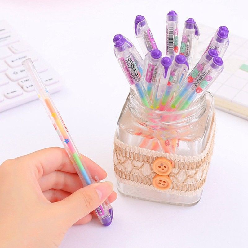 

Perlengkapan Sekolah Yo Yo Pulpen Gel 6 In 1 Warna Pelangi untuk Dekorasi Album Foto DIY